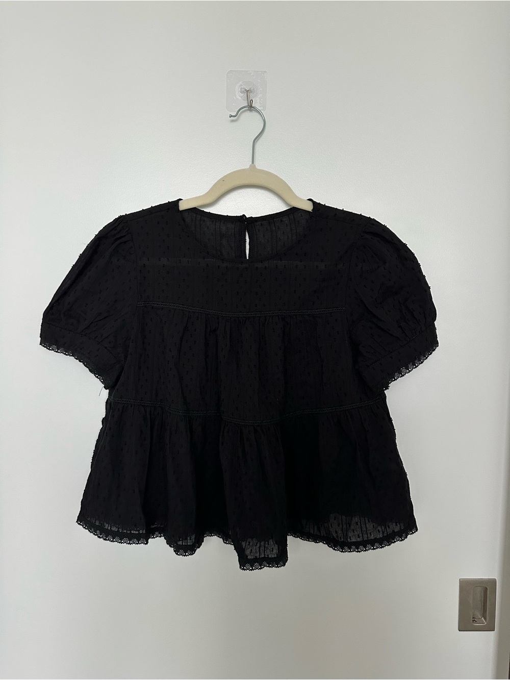 Puff Sleeve Embroidered Babydoll Blouse
